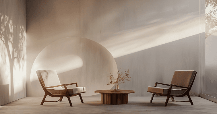 Warm minimal interior with natural light